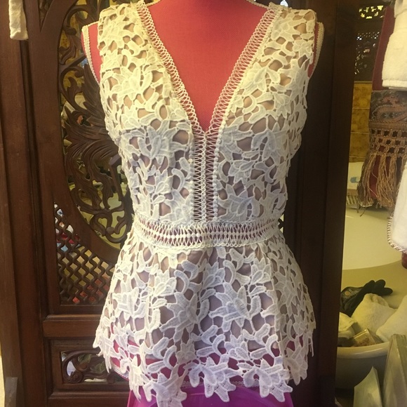 Tops - Cream crochet top